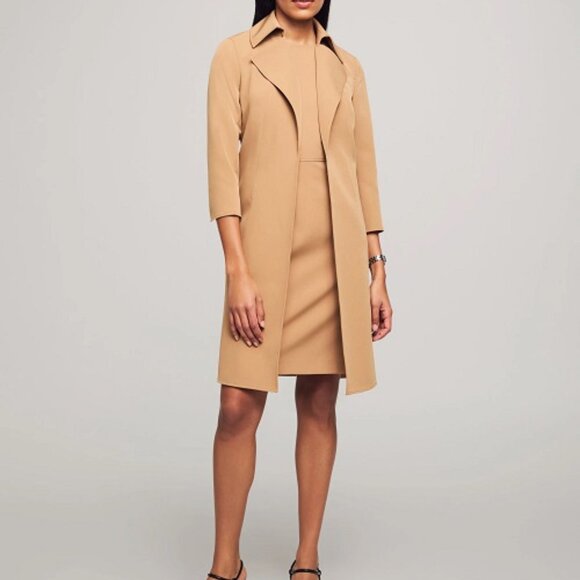 Anne Klein Women's Wide Open-Front Collar Topper and Sleeveless Sheath Dress - Picture 1 of 7